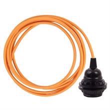 Pale orange textile cable 3 m. w/bakelite lamp holder w/rings