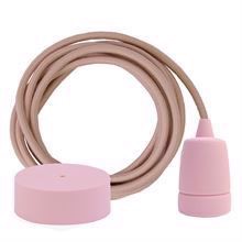 Dusty Pale pink textile cable 3 m. w/pale pink Copenhagen lamp holder cover