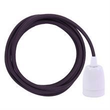 Dusty Deep purple textile cable 3 m. w/white porcelain