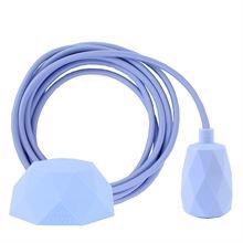 Pale blue textile cable 3 m. w/baby blue Facet lamp holder cover