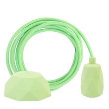Spring green textile cable 3 m. w/pale green Facet lamp holder cover