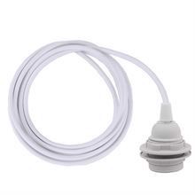 White textile cable 3 m. w/plastic lamp holder w/rings