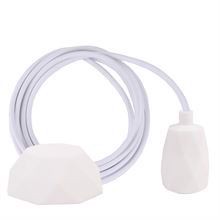 White textile cable 3 m. w/white Facet lamp holder cover