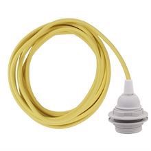 Yellow textile cable 3 m. w/plastic lamp holder w/rings