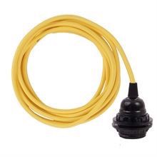 Dark yellow textile cable 3 m. w/bakelite lamp holder w/rings
