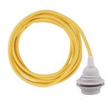 Dark yellow textile cable 3 m. w/plastic lamp holder w/rings