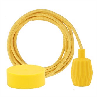 Dark yellow textile cable 3 m. w/yellow Plisse lamp holder cover