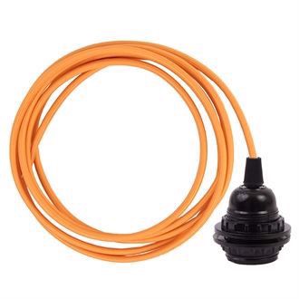 Pale orange textile cable 3 m. w/bakelite lamp holder w/rings