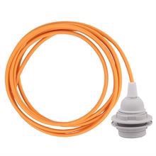Pale orange textile cable 3 m. w/plastic lamp holder w/rings