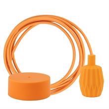 Pale orange textile cable 3 m. w/sunflower Plisse lamp holder cover