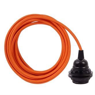 Orange textile cable 3 m. w/bakelite lamp holder w/rings
