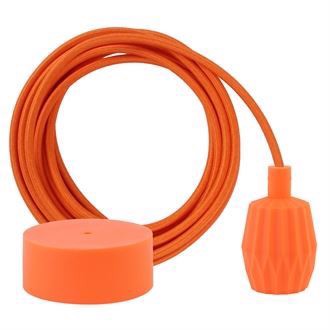 Orange textile cable 3 m. w/deep orange Plisse lamp holder cover