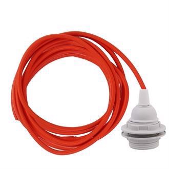 Dark orange textile cable 3 m. w/plastic lamp holder w/rings