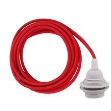 Red textile cable 3 m. w/plastic lamp holder w/rings
