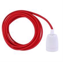 Red textile cable 3 m. w/white porcelain