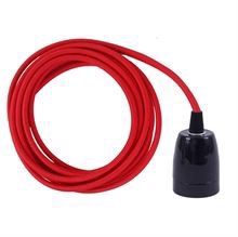 Red textile cable 3 m. w/black porcelain
