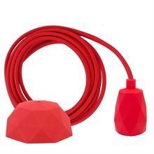 Red textile cable 3 m. w/red Facet lamp holder cover