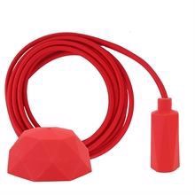 Red textile cable 3 m. w/red Hexa lamp holder cover E14