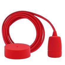 Red textile cable 3 m. w/red Copenhagen lamp holder cover