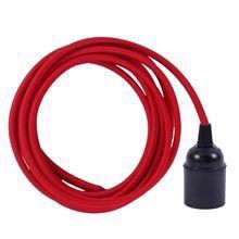 Dark red textile cable 3 m. w/bakelite lamp holder