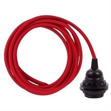 Dark red textile cable 3 m. w/bakelite lamp holder w/rings