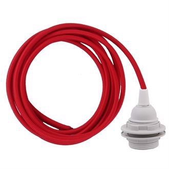 Dark red textile cable 3 m. w/plastic lamp holder w/rings