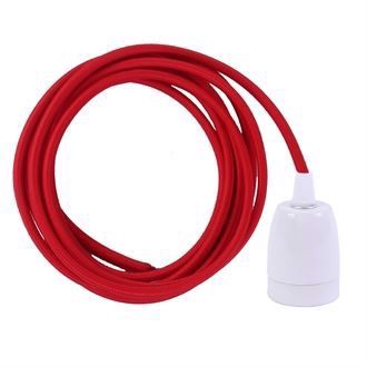 Dark red textile cable 3 m. w/white porcelain