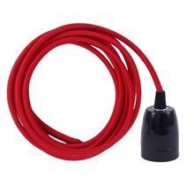 Dark red textile cable 3 m. w/black porcelain