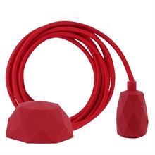 Dark red textile cable 3 m. w/dark red Facet lamp holder cover