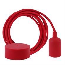 Dark red textile cable 3 m. w/dark red New lamp holder cover