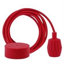 Dark red textile cable 3 m. w/dark red Plisse lamp holder cover