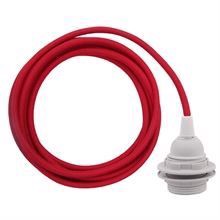 Dusty Dark red textile cable 3 m. w/plastic lamp holder w/rings