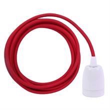 Dusty Dark red textile cable 3 m. w/white porcelain