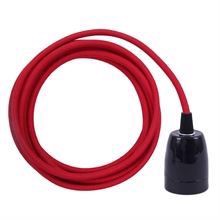Dusty Dark red textile cable 3 m. w/black porcelain
