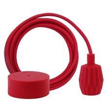 Dusty Dark red textile cable 3 m. w/dark red Plisse lamp holder cover
