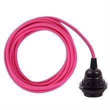 Pink textile cable 3 m. w/bakelite lamp holder w/rings
