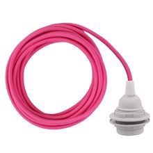 Pink textile cable 3 m. w/plastic lamp holder w/rings