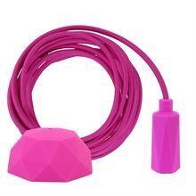 Hot pink textile cable 3 m. w/hot pink Hexa lamp holder cover E14