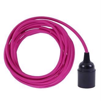 Hot pink textile cable 3 m. w/bakelite lamp holder