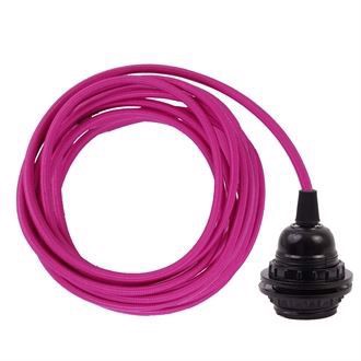 Hot pink textile cable 3 m. w/bakelite lamp holder w/rings