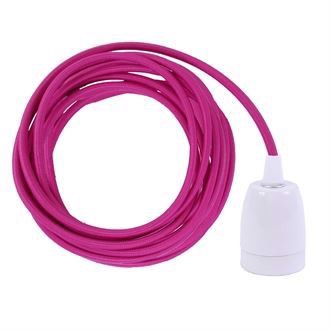 Hot Pink textile cable 3 m. w/white porcelain
