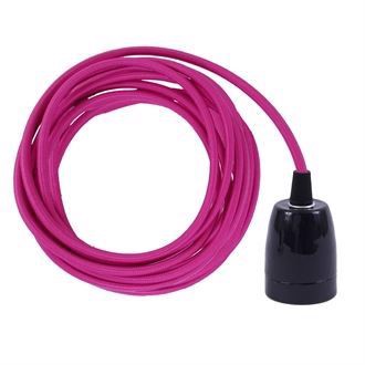 Hot Pink textile cable 3 m. w/black porcelain