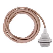 Dusty Pale pink textile cable 3 m. w/plastic lamp holder w/rings