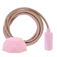 Dusty Pale pink textile cable 3 m. w/pale pink Hexa lamp holder cover E14