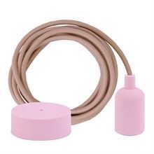 Dusty Pale pink textile cable 3 m. w/pale pink New lamp holder cover