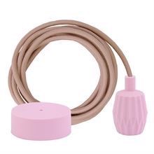 Dusty Pale pink textile cable 3 m. w/pale pink Plisse lamp holder cover