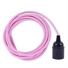 Pale pink textile cable 3 m. w/bakelite lamp holder