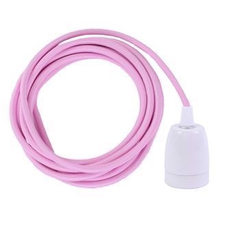 Pale pink textile cable 3 m. w/white porcelain