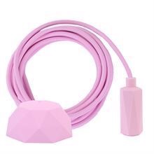 Pale pink textile cable 3 m. w/pale pink Hexa lamp holder cover E14