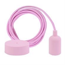 Pale pink textile cable 3 m. w/pale pink New lamp holder cover